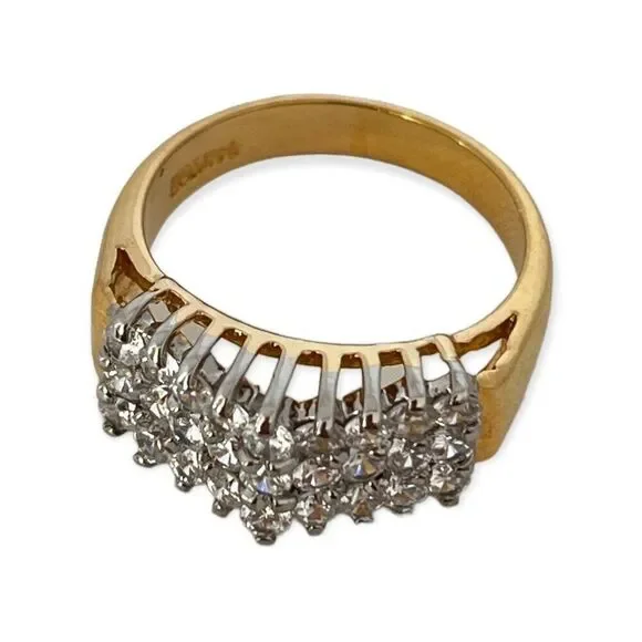 Vintage 1970s CZ Cluster Ring Size 7 14K HGE Gold Plate Original Unworn - 3E - Picture 9 of 15